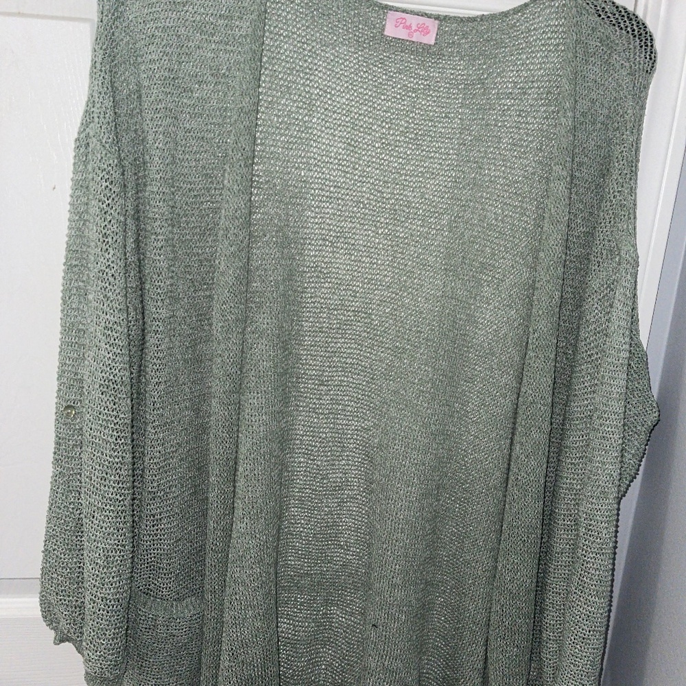 Pink Lily Sage Green Cardigan